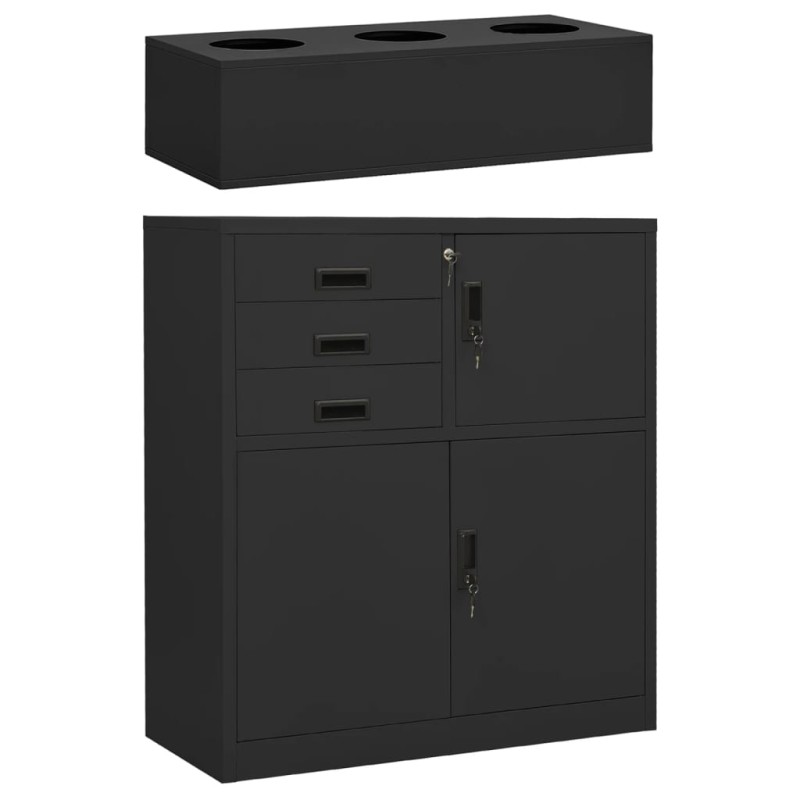 vidaXL Ντουλάπα Γραφείου με Γλάστρα Ανθρακί 90 x 40 x 125 εκ. Ατσάλινη