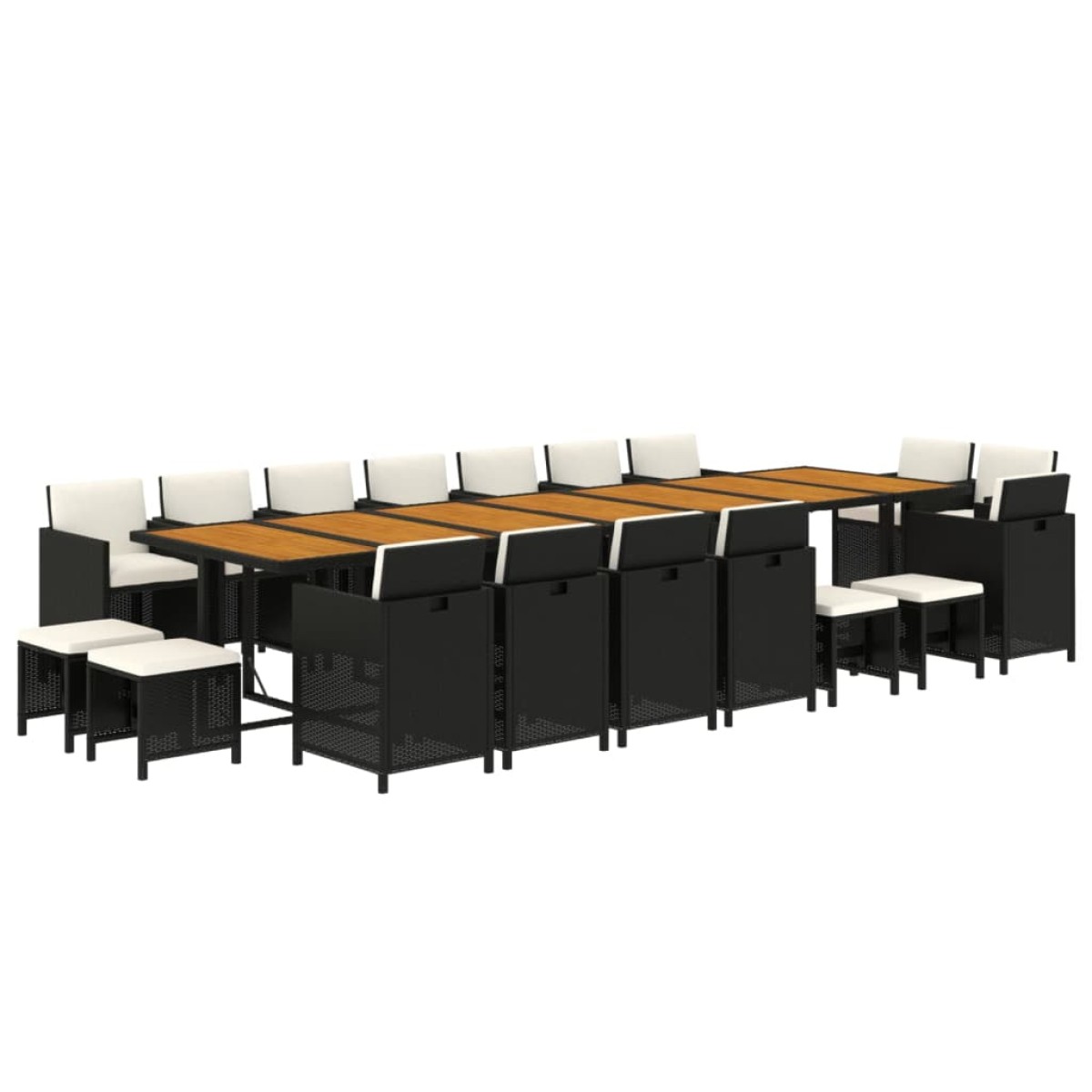 vidaXL Σετ Τραπεζαρίας Κήπου 19 τεμ Μαύρο από Συνθ. Ρατάν με Μαξιλάρια