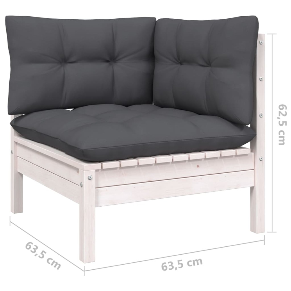 vidaXL Σαλόνι Κήπου Σετ 8 Τεμαχίων Λευκό από Ξύλο Πεύκου με Μαξιλάρια