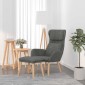vidaXL Πολυθρόνα Relax Σκούρο Γκρι Βελούδινη με Σκαμπό