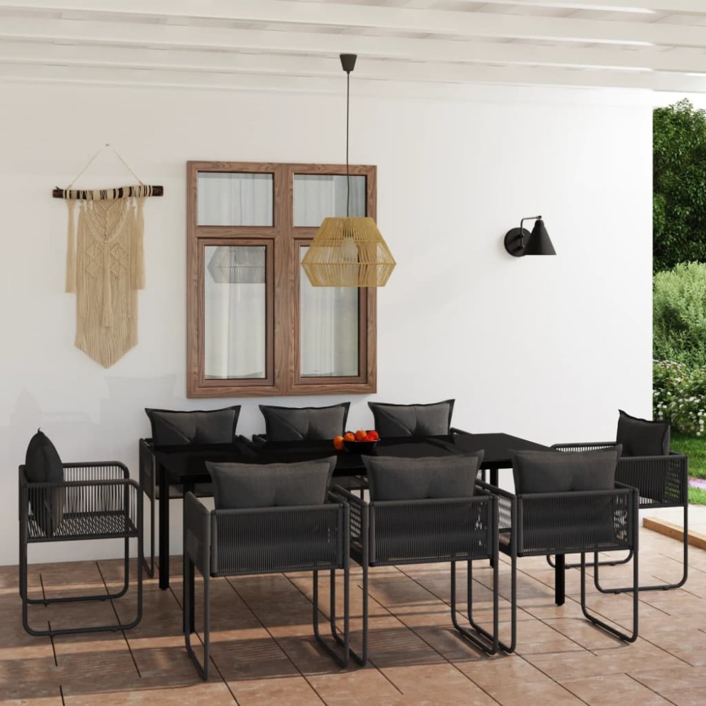 vidaXL Σετ Τραπεζαρίας Κήπου 9 Τεμαχίων Μαύρο