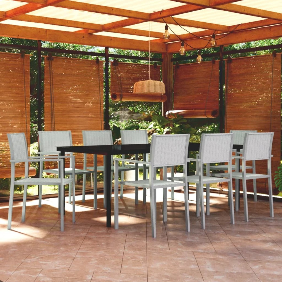 vidaXL Σετ Τραπεζαρίας Κήπου 9 Τεμαχίων Λευκό