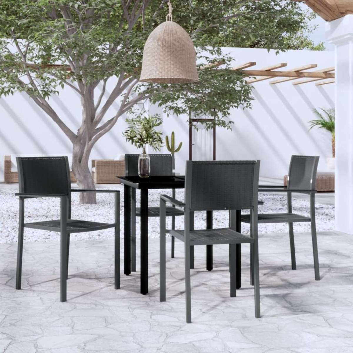 vidaXL Σετ Τραπεζαρίας Κήπου 5 Τεμαχίων Μαύρο