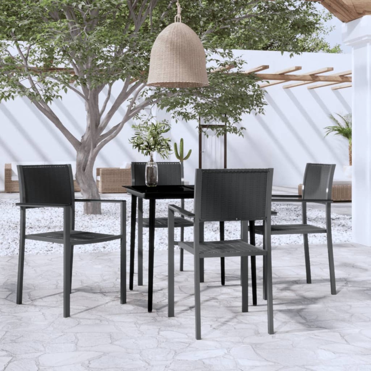 vidaXL Σετ Τραπεζαρίας Κήπου 5 Τεμαχίων Μαύρο
