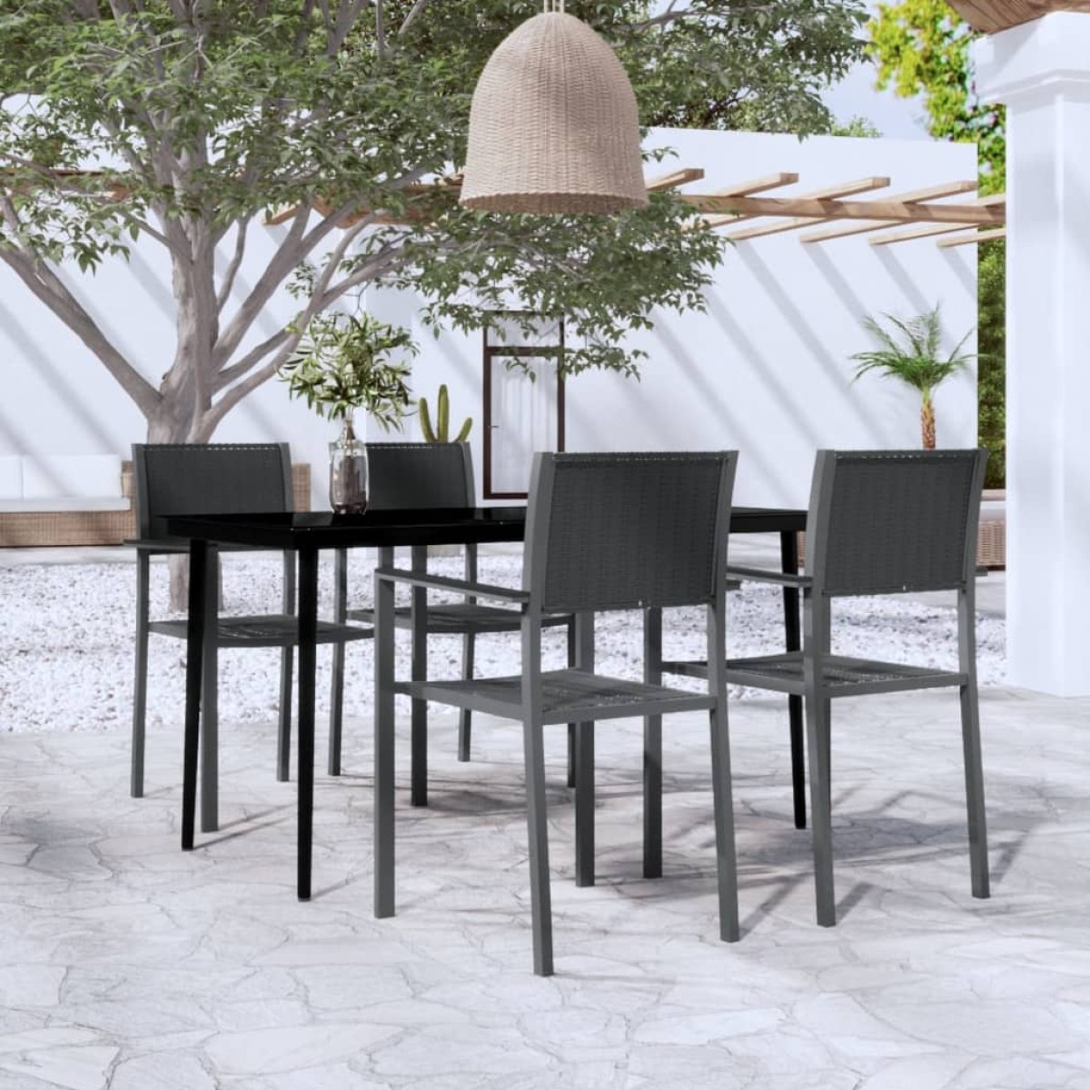 vidaXL Σετ Τραπεζαρίας Κήπου 5 Τεμαχίων Μαύρο