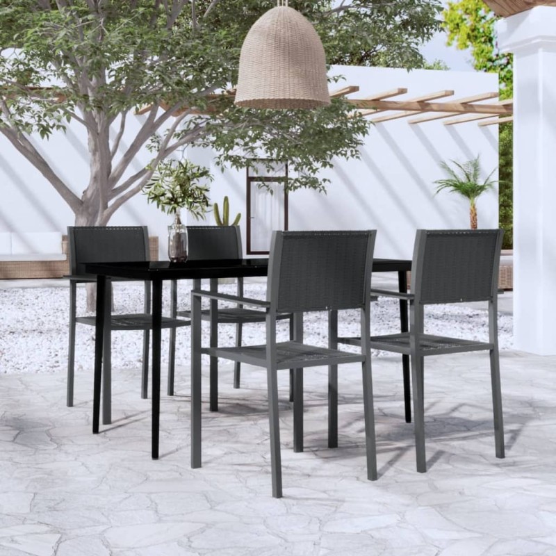 vidaXL Σετ Τραπεζαρίας Κήπου 5 Τεμαχίων Μαύρο