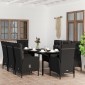 vidaXL Σετ Τραπεζαρίας Κήπου 9 Τεμαχίων Μαύρο με Μαξιλάρια