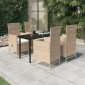 vidaXL Σετ Τραπεζαρίας Κήπου 5 Τεμαχίων Μπεζ με Μαξιλάρια