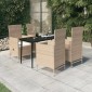 vidaXL Σετ Τραπεζαρίας Κήπου 5 Τεμαχίων Μπεζ με Μαξιλάρια