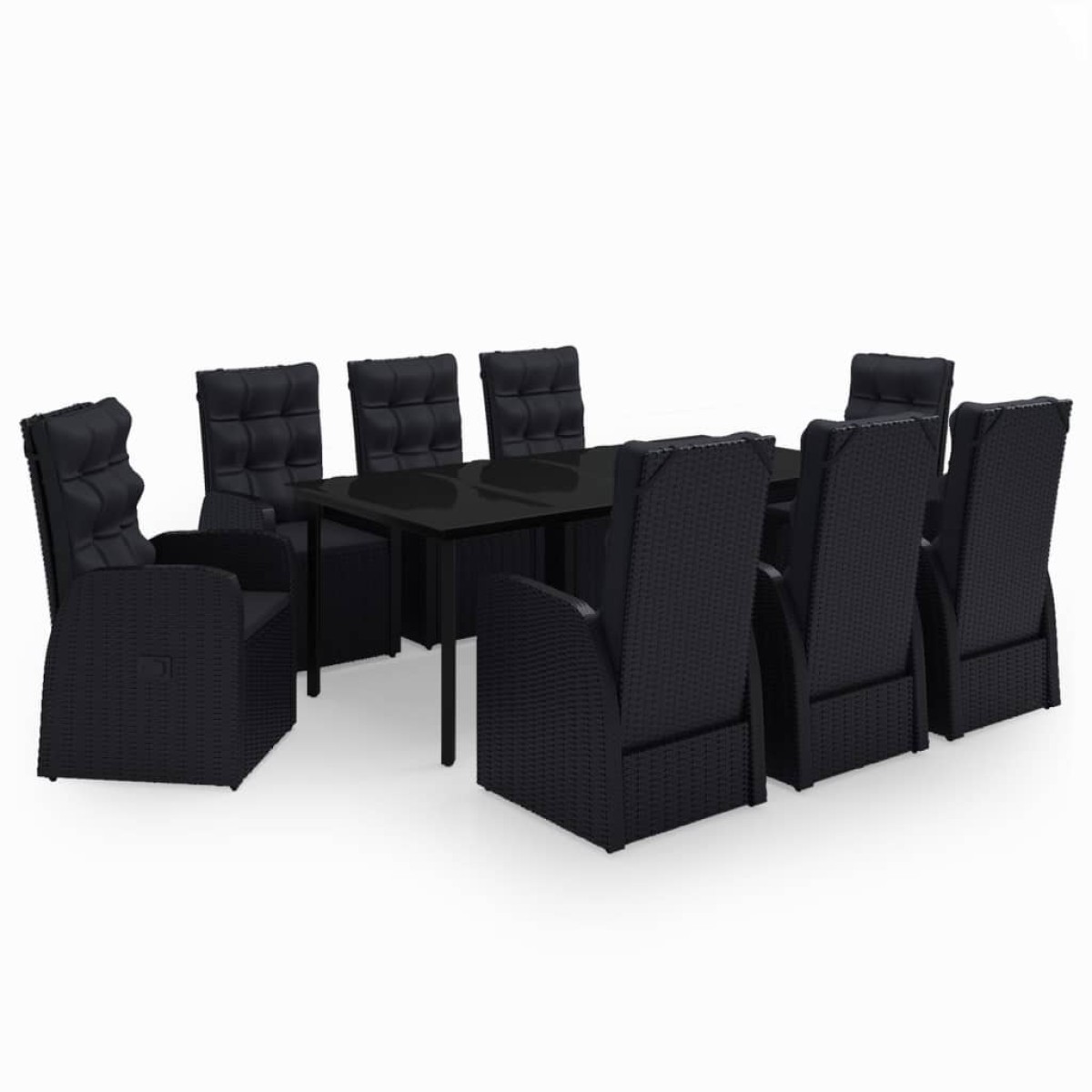 vidaXL Σετ Τραπεζαρίας Κήπου 9 Τεμαχίων Μαύρο με Μαξιλάρια