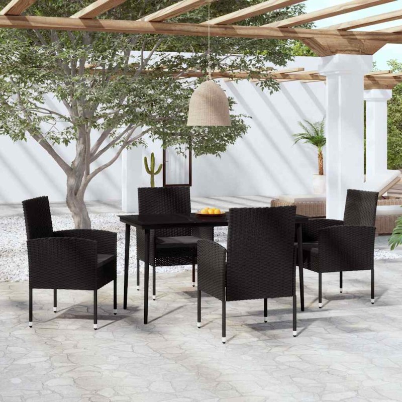 vidaXL Σετ Τραπεζαρίας Κήπου 5 Τεμαχίων Μαύρο