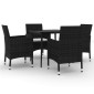 vidaXL Σετ Τραπεζαρίας Κήπου 5 τεμ. Συνθ. Ρατάν & Γυαλί με Μαξιλάρια