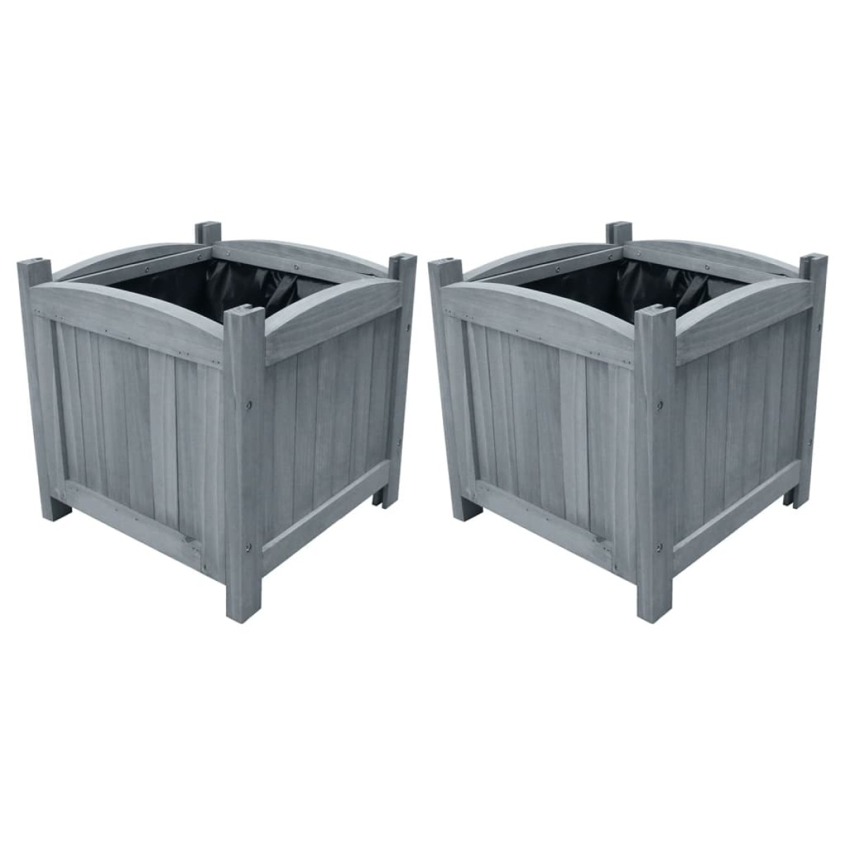 vidaXL Ζαρντινιέρες Υπερυψωμένες 2 τεμ. 30x30x30 εκ. Μασίφ Ξύλο Ελάτης