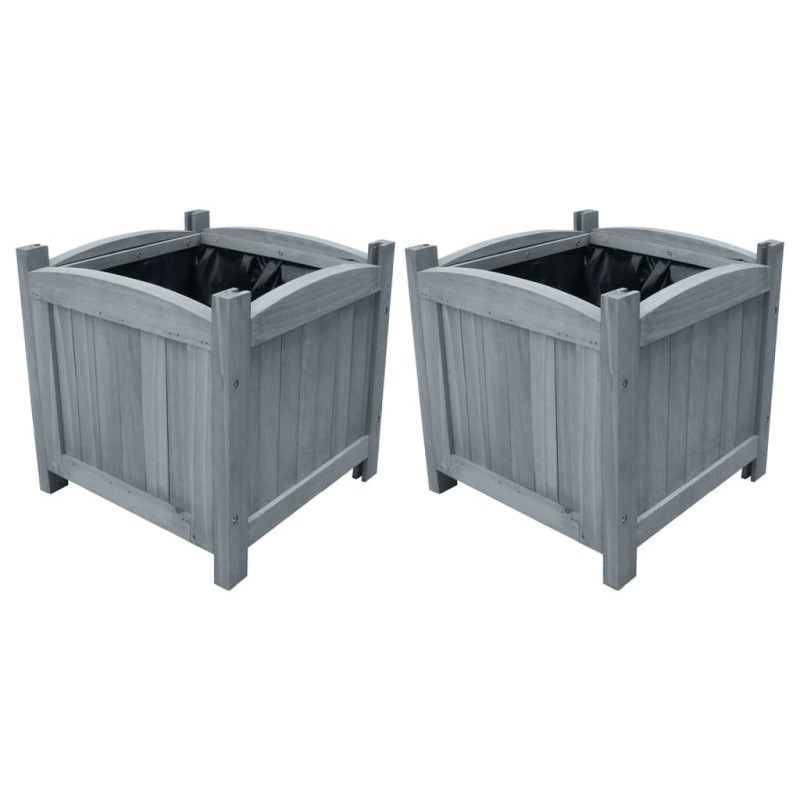 vidaXL Ζαρντινιέρες Υπερυψωμένες 2 τεμ. 30x30x30 εκ. Μασίφ Ξύλο Ελάτης