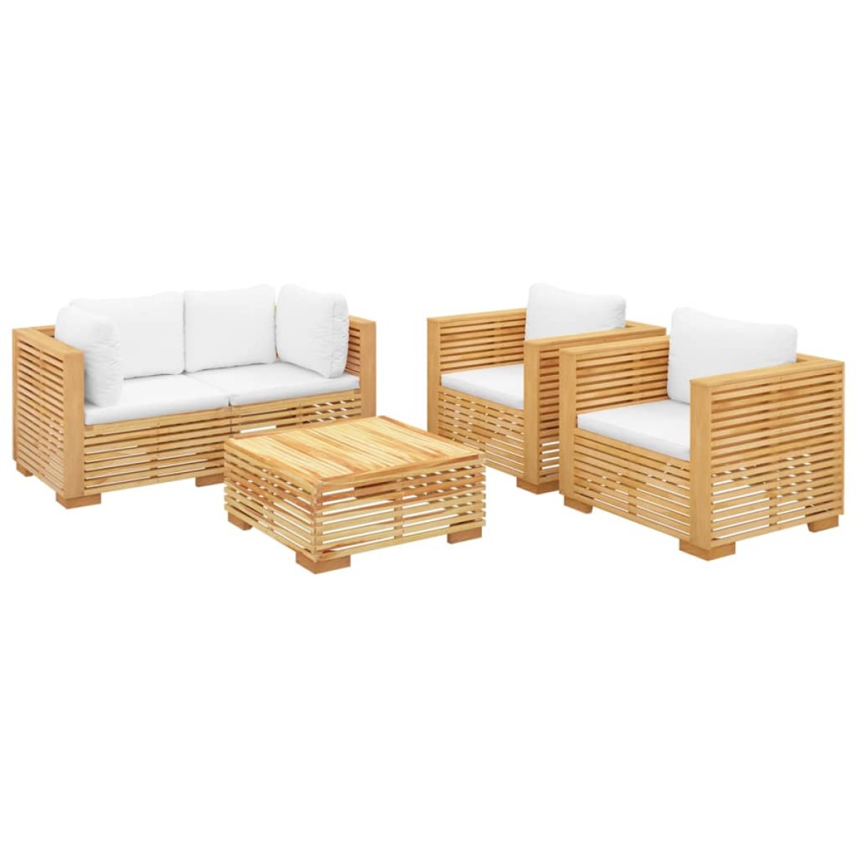 vidaXL Σαλόνι Κήπου Σετ 5 Τεμαχίων από Μασίφ Ξύλο Teak με Μαξιλάρια