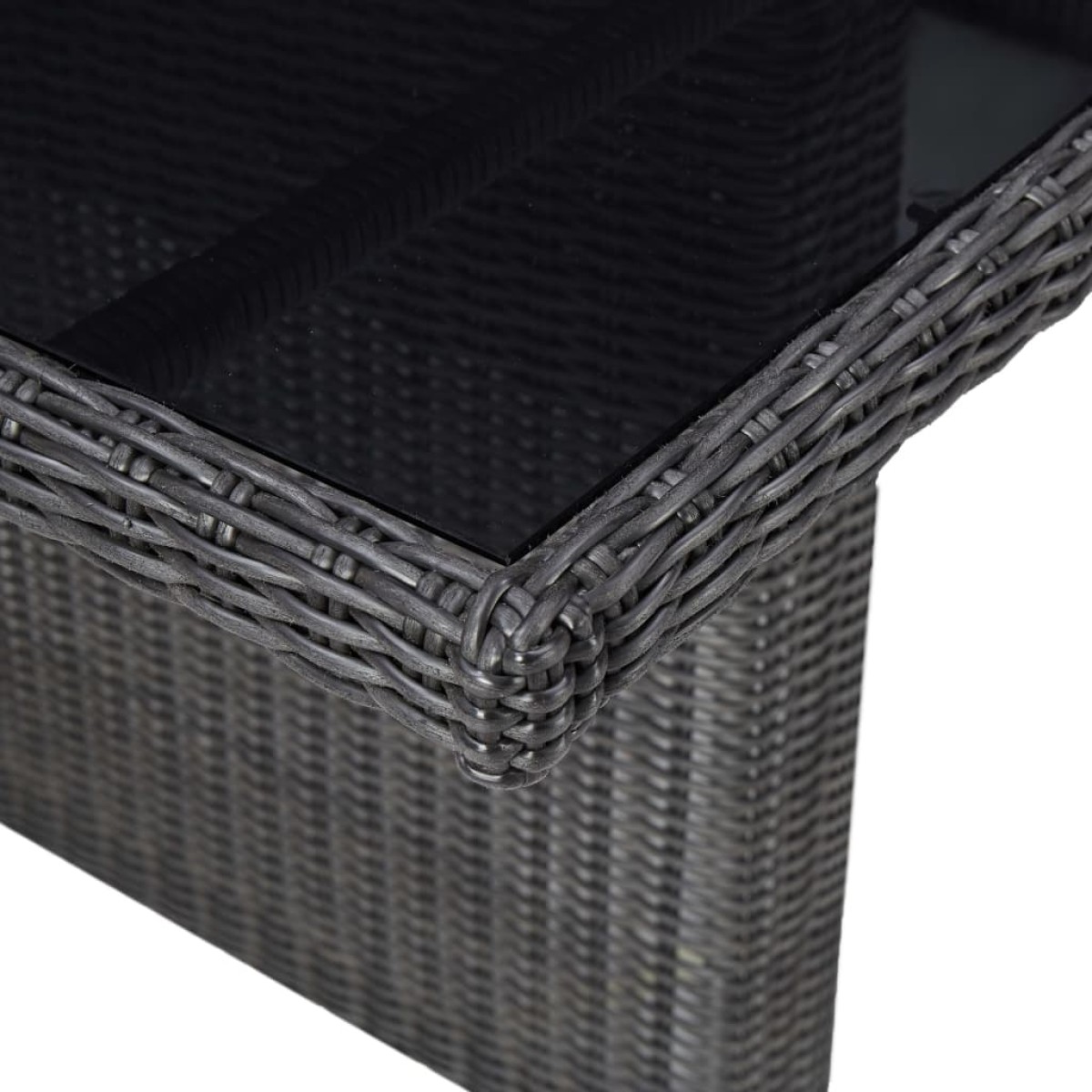 vidaXL Τραπεζαρία Κήπου Μαύρη 200x100x74 εκ. από Γυαλί/Συνθετικό Ρατάν