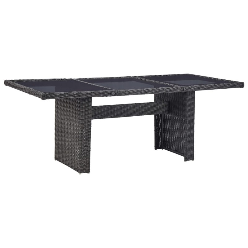 vidaXL Τραπεζαρία Κήπου Μαύρη 200x100x74 εκ. από Γυαλί/Συνθετικό Ρατάν