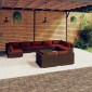 vidaXL Σαλόνι Κήπου 10 Τεμαχίων Καφέ από Συνθετικό Ρατάν με Μαξιλάρια