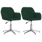 vidaXL Καρέκλες Τραπεζαρίας Περιστρ. 2 τεμ. Σκούρο Πράσινο Υφασμάτινες