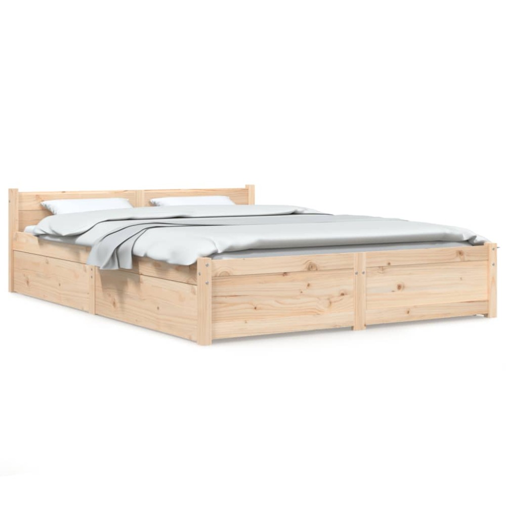 vidaXL Πλαίσιο Κρεβατιού Με Συρτάρια 135 x 190 εκ. Double