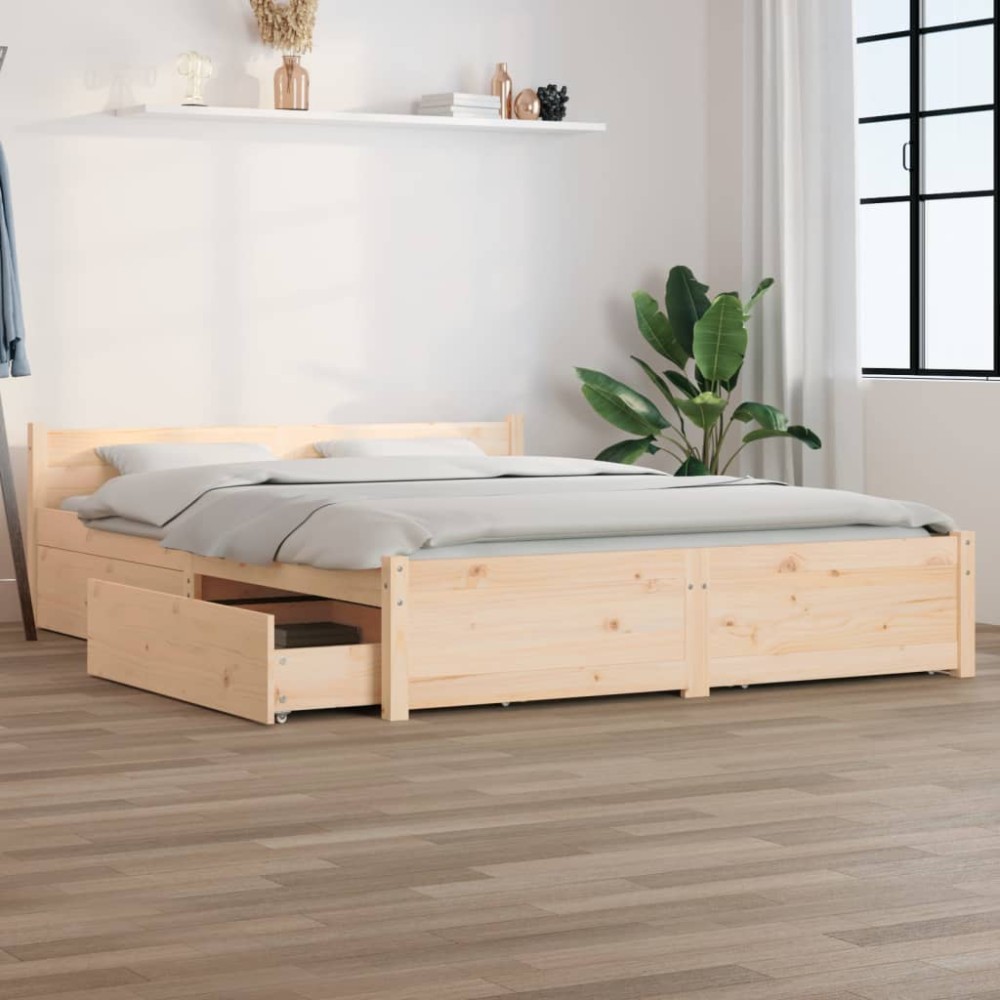 vidaXL Πλαίσιο Κρεβατιού Με Συρτάρια 135 x 190 εκ. Double