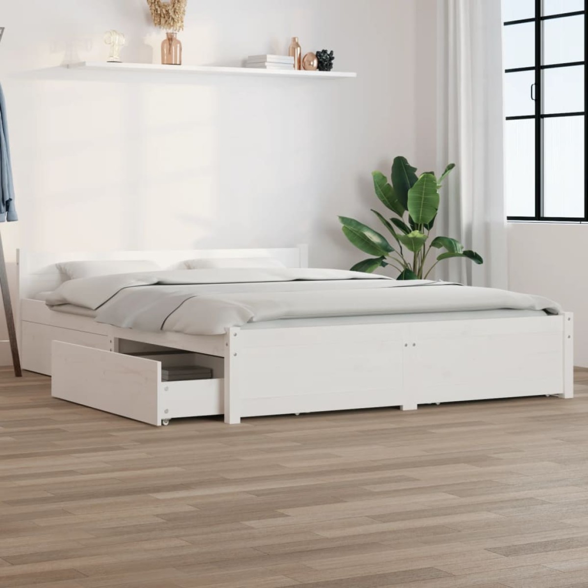 vidaXL Πλαίσιο Κρεβατιού Με Συρτάρια Λευκό 140 x 190 εκ.