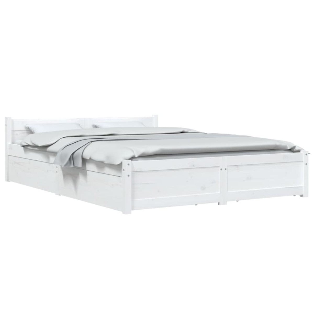 vidaXL Πλαίσιο Κρεβατιού Λευκό 150 x 200 εκ. Μασίφ Ξύλο King Size
