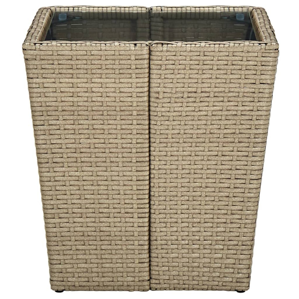vidaXL Τραπέζι Βοηθητικό Μπεζ 41,5x41,5x44 εκ. Συνθ.Ρατάν/Ψημένο Γυαλί