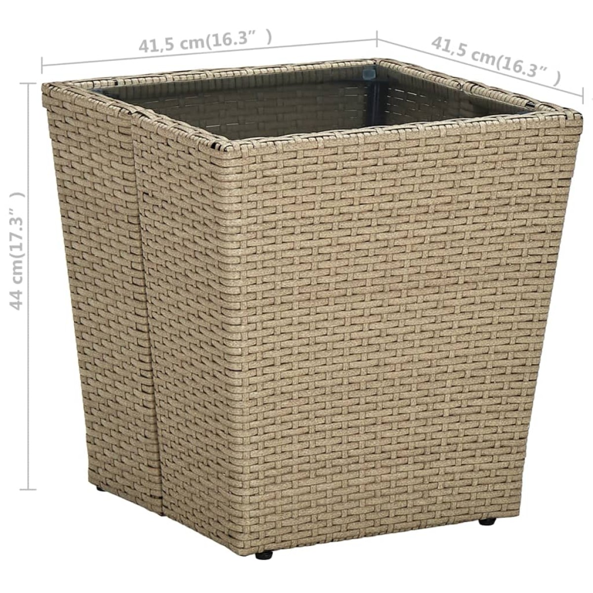 vidaXL Τραπέζι Βοηθητικό Μπεζ 41,5x41,5x44 εκ. Συνθ.Ρατάν/Ψημένο Γυαλί