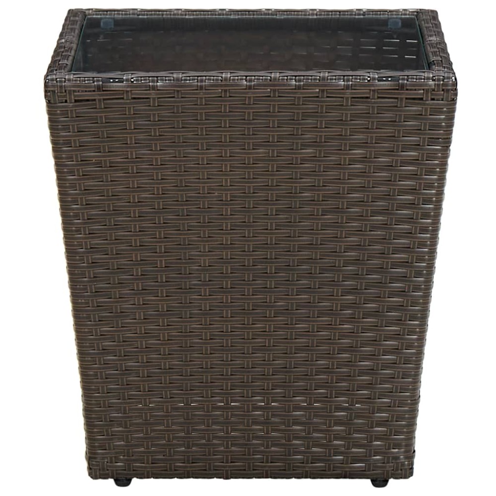 vidaXL Τραπέζι Βοηθητικό Καφέ 41,5x41,5x44 εκ. Συνθ.Ρατάν/Ψημένο Γυαλί