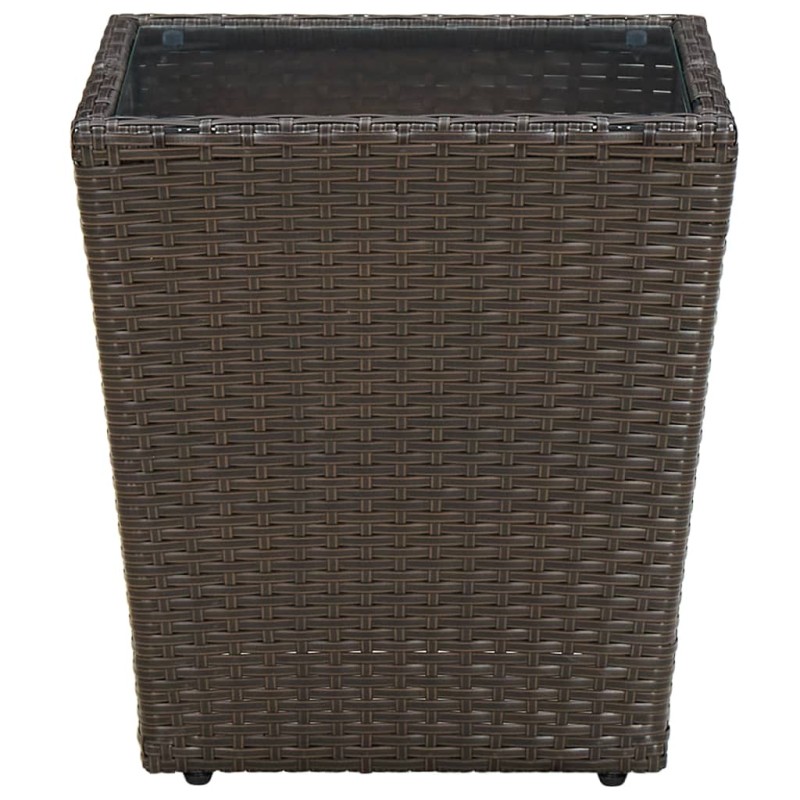 vidaXL Τραπέζι Βοηθητικό Καφέ 41,5x41,5x44 εκ. Συνθ.Ρατάν/Ψημένο Γυαλί