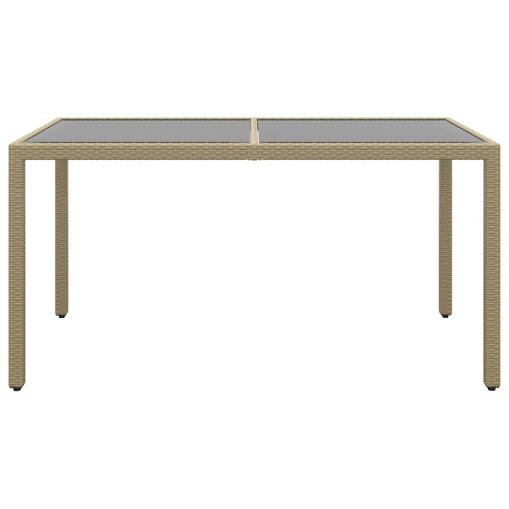 vidaXL Τραπέζι Κήπου Μπεζ 150x90x75 εκ. Συνθετικό Ρατάν/Ψημένο Γυαλί