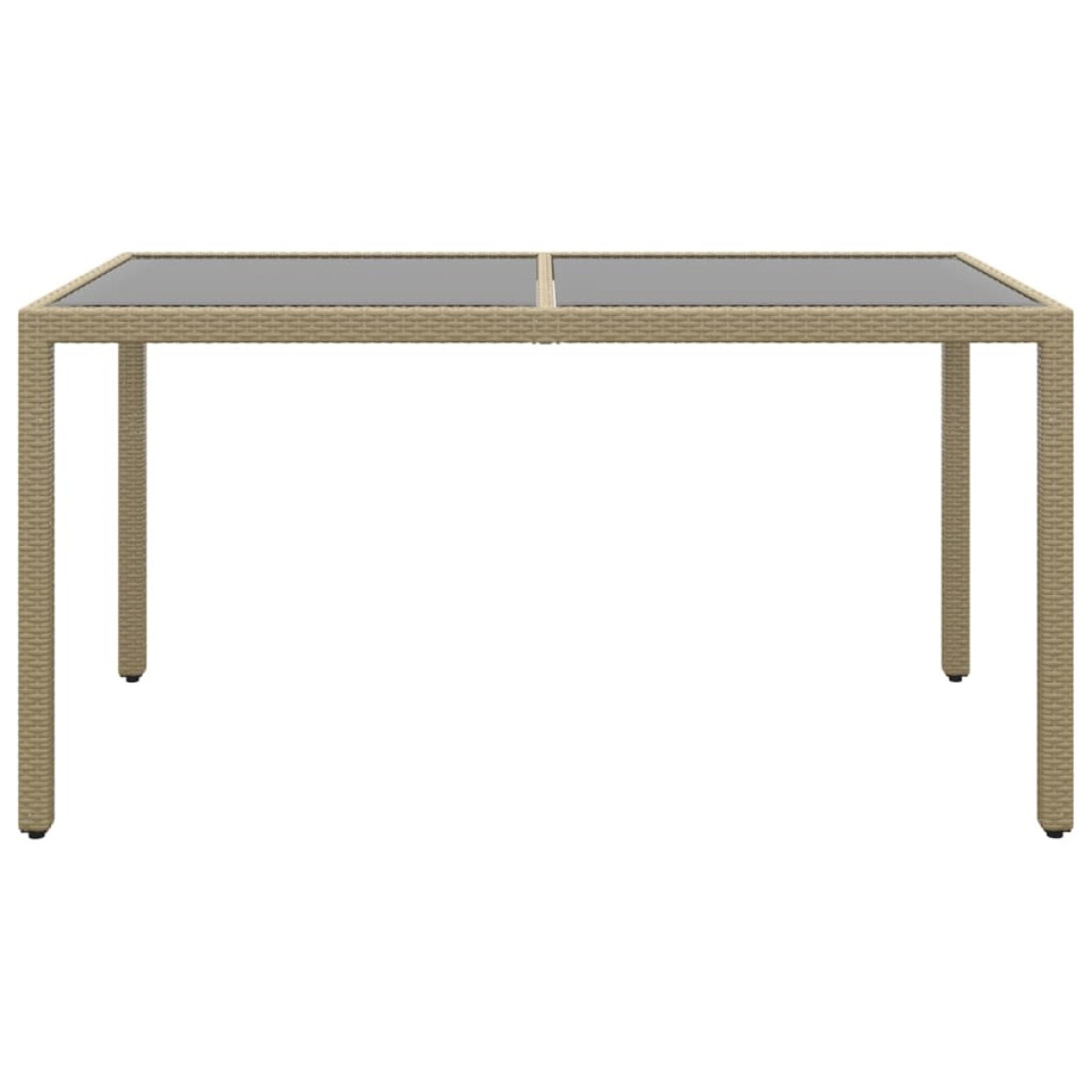 vidaXL Τραπέζι Κήπου Μπεζ 150x90x75 εκ. Συνθετικό Ρατάν/Ψημένο Γυαλί