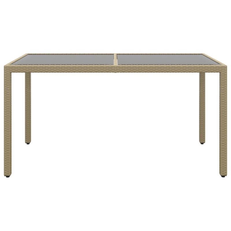 vidaXL Τραπέζι Κήπου Μπεζ 150x90x75 εκ. Συνθετικό Ρατάν/Ψημένο Γυαλί