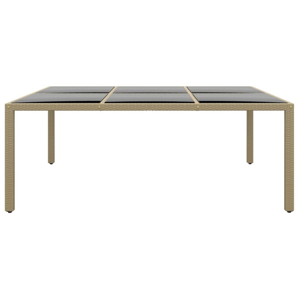 vidaXL Τραπέζι Κήπου Μπεζ 200x150x75 εκ. Ψημένο Γυαλί/Συνθετικό Ρατάν