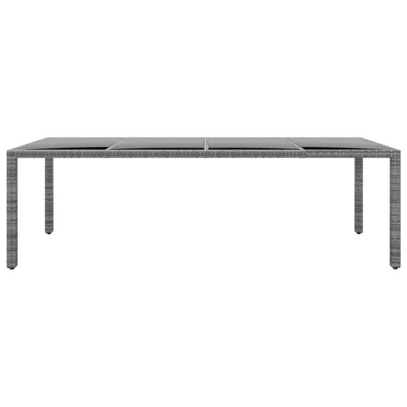 vidaXL Τραπέζι Κήπου Γκρι 250x100x75 εκ. Ψημένο Γυαλί/Συνθετικό Ρατάν