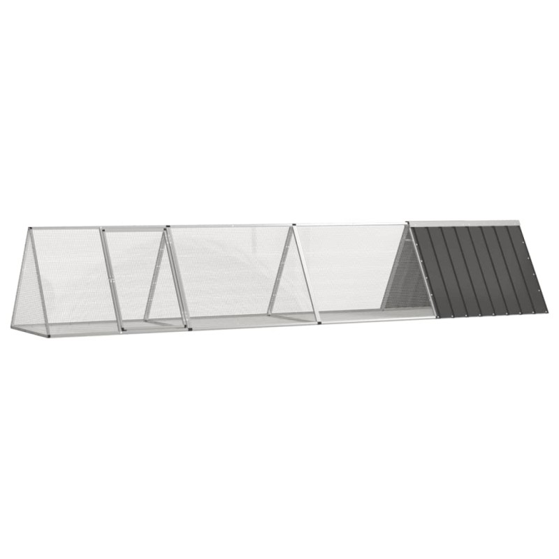 vidaXL Κλουβί Κουνελιών Ανθρακί 403,5x80,5x71 εκ Γαλβανισμένος Χάλυβας