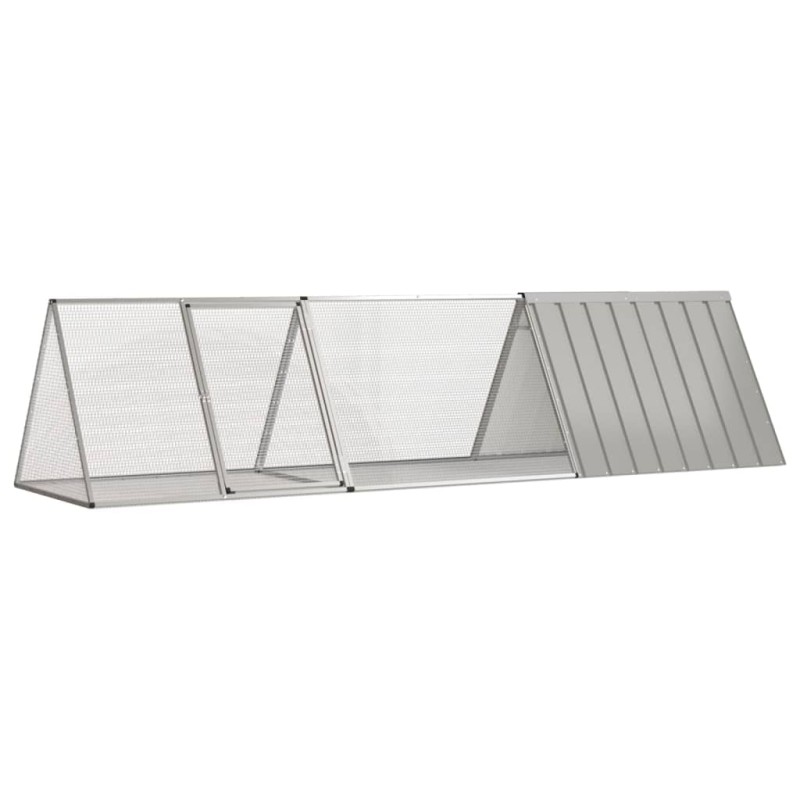 vidaXL Κλουβί Κουνελιού Γκρι 302,5x80,5x71 εκ. από Γαλβανισμένο Ατσάλι