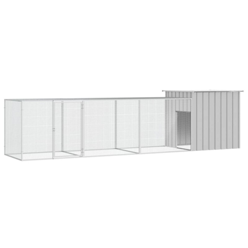 vidaXL Κοτέτσι - Κλουβί Γκρι 400x91x100 εκ. από Γαλβανισμένο Χάλυβα