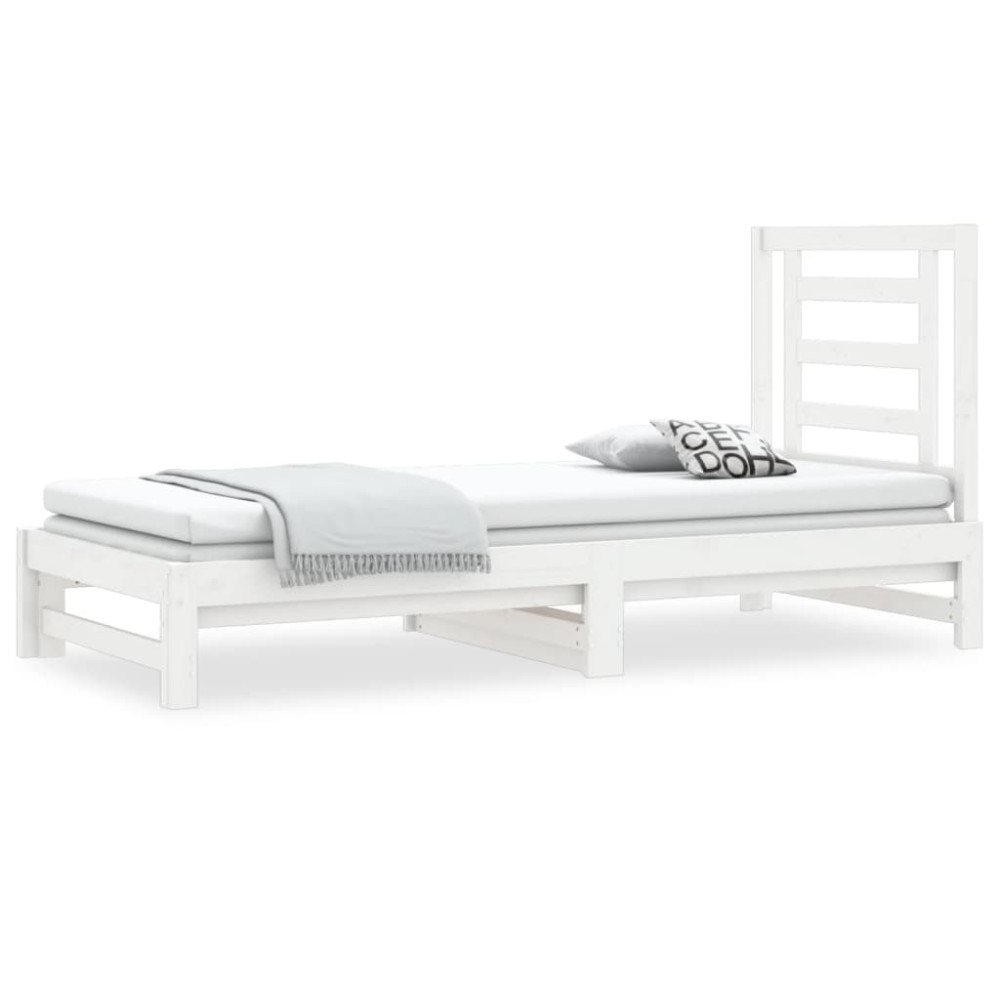 vidaXL Καναπές Κρεβάτι Συρόμενος Λευκός 2x(90x190) εκ. από Μασίφ Πεύκο