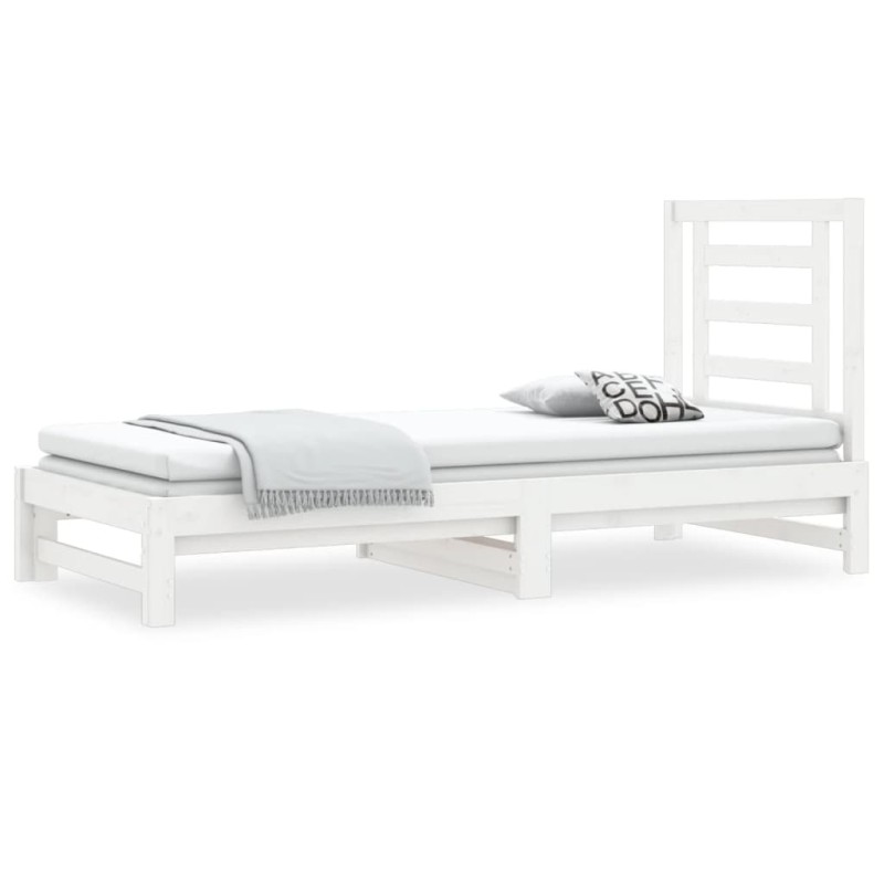 vidaXL Καναπές Κρεβάτι Συρόμενος Λευκός 2x(90x190) εκ. από Μασίφ Πεύκο