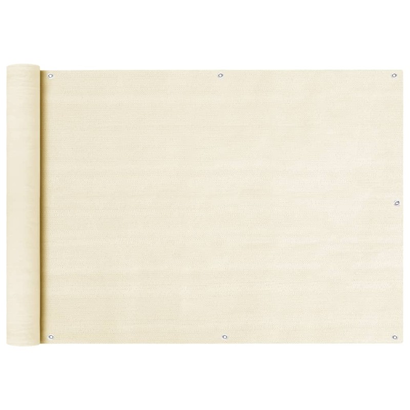 vidaXL Διαχωριστικό Βεράντας Κρεμ 75 x 500 εκ. από HDPE