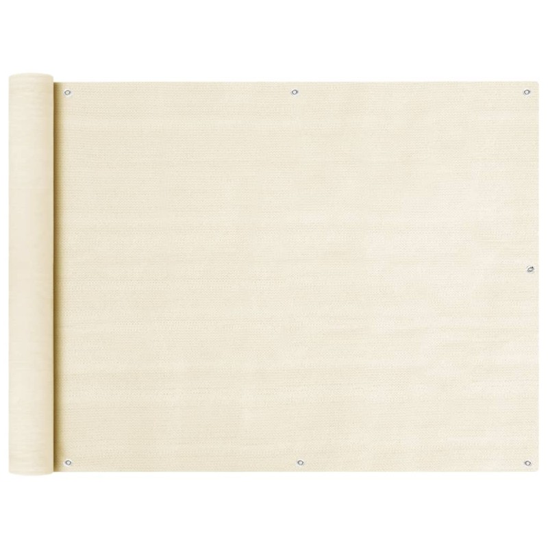vidaXL Διαχωριστικό Βεράντας Κρεμ 90 x 600 εκ. από HDPE