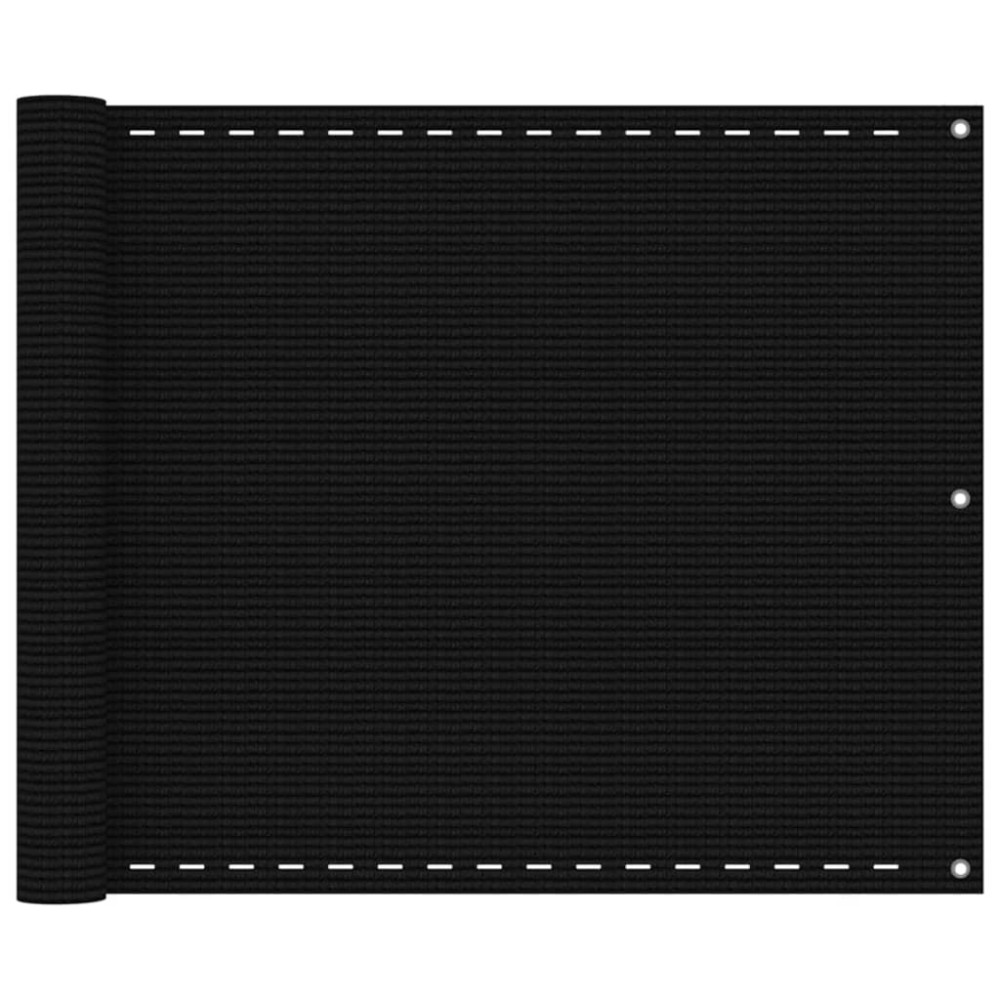 vidaXL Διαχωριστικό Βεράντας Μαύρο 75x300 εκ. από HDPE