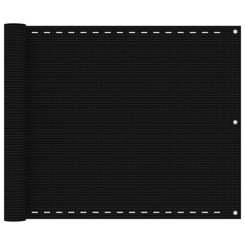 vidaXL Διαχωριστικό Βεράντας Μαύρο 75x300 εκ. από HDPE
