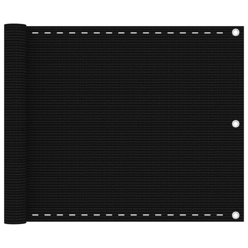 vidaXL Διαχωριστικό Βεράντας Μαύρο 75x600 εκ. από HDPE