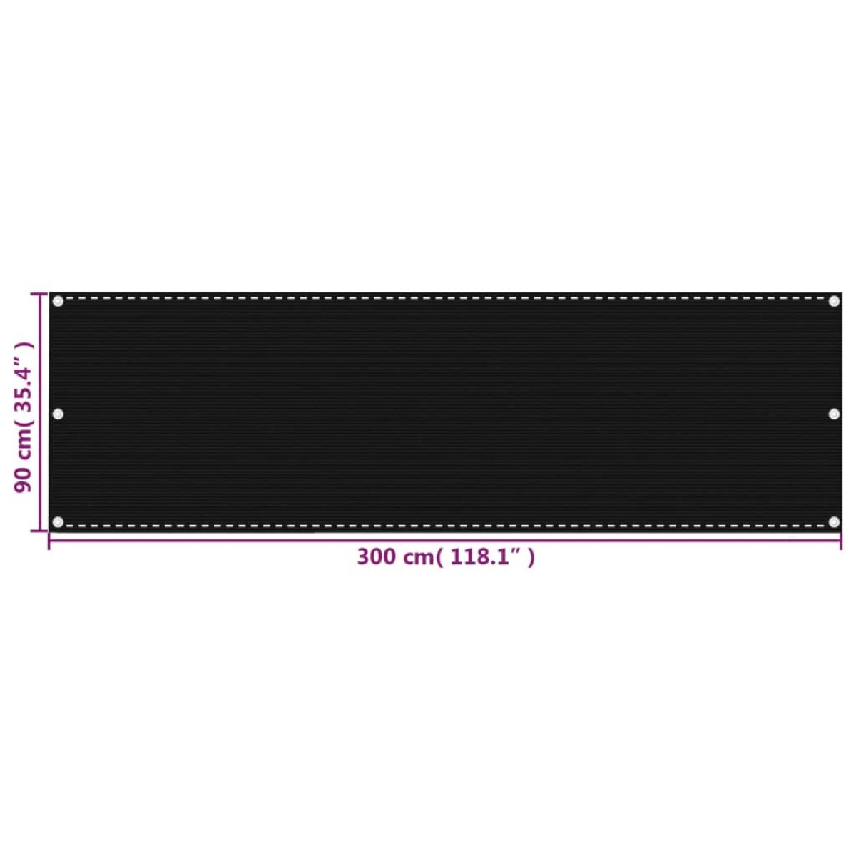 vidaXL Διαχωριστικό Βεράντας Μαύρο 90 x 300 εκ. από HDPE