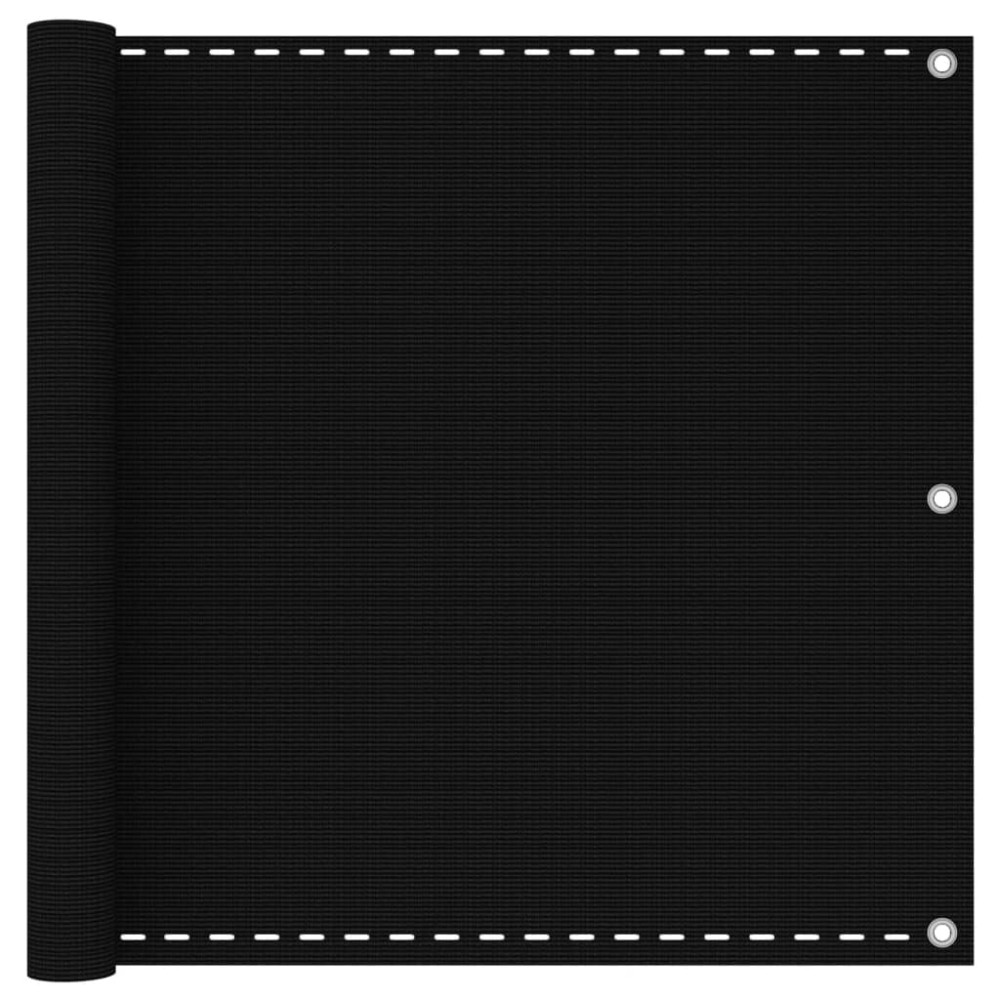 vidaXL Διαχωριστικό Βεράντας Μαύρο 90 x 500 εκ. από HDPE
