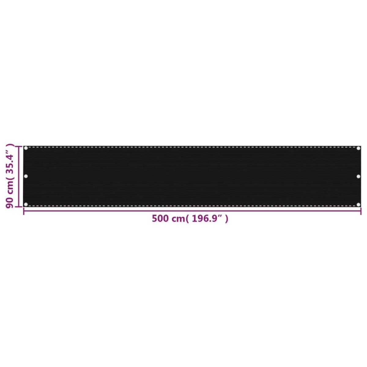 vidaXL Διαχωριστικό Βεράντας Μαύρο 90 x 500 εκ. από HDPE