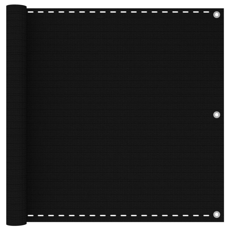 vidaXL Διαχωριστικό Βεράντας Μαύρο 90 x 600 εκ. από HDPE